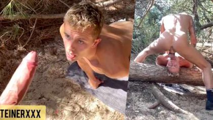 Cedric Dreamer and Sam Steiner (Samt_MDT) – throat fuck in the woods – OnlyGayPorn
