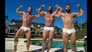 Getting rubbed down by two muscle hunks and flexing together – Nick Pulos (modern_spartan) – OnlyGayPorn