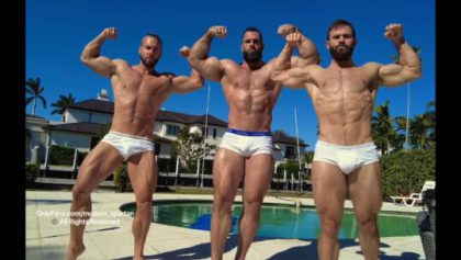 Getting rubbed down by two muscle hunks and flexing together – Nick Pulos (modern_spartan) – OnlyGayPorn