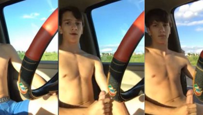 tiktoker jerks his big cock in the car – OnlyGayPorn