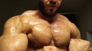Rubbing oil over my muscular chest – Savin Pascu (savihot) – OnlyGayPorn