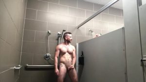 Jerking off in the gym shower while someone watches Jayson Parker jaysonparker801 – OnlyGayPorn